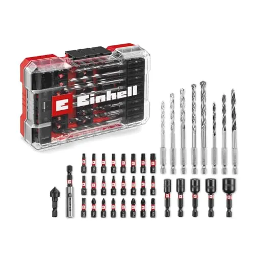EINHELL Bit- & Bohrer-Set 39-teilig im M-Case - Umfangreiches 39-teiliges Set mit robusten Bits und Bohrern, ideal für Heimwerker und Profis. Praktische Aufbewahrungsbox mit transparentem Deckel für schnellen Zugriff.