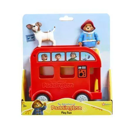 Paddington Regenbogen Autobus Spielzeug mit verschiebbarem Oberdeck, für 6 Figuren