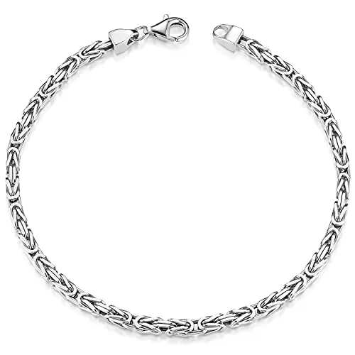 MATERIA Königskette 925 Silber Herren Armband 3mm - Armbänder für Herren – massives Königsketten Design aus 925 Sterling Silber, diamantiert für strahlenden Glanz und hohe Langlebigkeit, ideal als Geschenk.