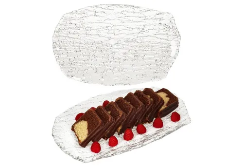 van Well Servierplatte 2er Set St. Tropez Servierplatte Glas rechteckig 34,0 x 23,0 cm, Glas