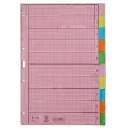 Leitz 4340000 Blank Tab Index - Mehrfarbiges Ordnungsregister aus Papier, ideal für klare und übersichtliche Dokumentenorganisation in A4 Größe