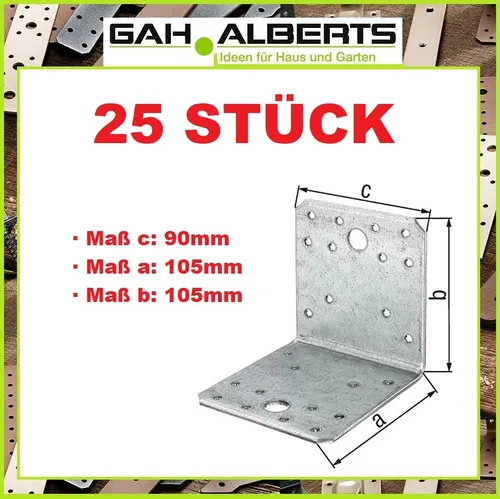 Alberts 837600 Winkelverbinder - Handwerkerpack 25er Set, sendzimirverzinkt für optimalen Korrosionsschutz und stabile Verbindungen