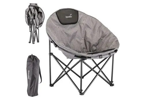 Skandika Moonchair Kupari L/XL - Bequemer Campingstuhl - Camping-Möbel mit großzügig gepolsterter Sitzfläche, stabil und tragbar bis 150 kg. Ideal für Outdoor-Aktivitäten, leicht transportierbar in Tragetasche.