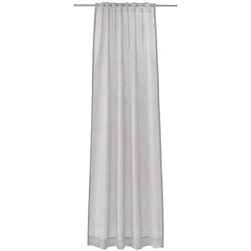 Joop! Schlaufenvorhänge Glare grau 130x250 cm - Elegante Schiebevorhänge mit gewebtem Kornblumenmuster, transparent und leicht glänzend. Ideal für stilvolle Fensterdekoration, waschbar bei 30 Grad.