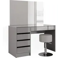 Vicco Schminktisch Sherry Grau - Moderne Frisiertisch mit hochglänzender, pflegeleichter Oberfläche und großzügigem Stauraum durch Schubfachsystem – ideal für Ihr Schlafzimmer.