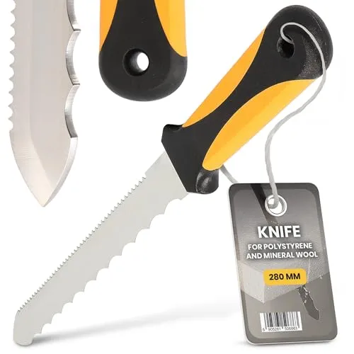 Instalguru Dämmstoffmesser Dämmstoffschneider 280 mm Isoliermesser Styropormesser Messer Schneider Mineralwolle Styropor Dämmwolle Steinwolle Glaswolle Dämmstoffen Schneiden