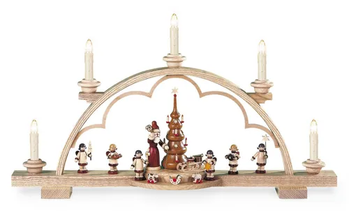 Müller Kleinkunst GmbH Seiffen Schwibbogen - Handgefertigter Schwibbogen aus Naturholz, elektr. beleuchtet (230V), 57x11x32cm, für eine festliche Bescherung und zauberhafte Weihnachtsstimmung.
