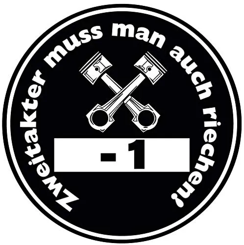 Feinstaub Plakette 2 Takt Zweitakter Aufkleber Sticker Motiv für außen JDM Tuning Fun Lustig Motorrad Moped Simson Trabant Schwalbe