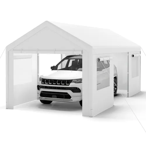 COSTWAY Zeltgarage Carport 586x305cm – Wetterfester Pavillon mit abnehmbaren Wänden - Robuste Zeltgarage mit stabilem Metallrahmen und wasserfester PE-Abdeckung. Ideal für Fahrzeuge und vielseitige Nutzung im Freien. Abnehmbare Seitenwände für flexible Anpassung und optimale Luftzirkulation.