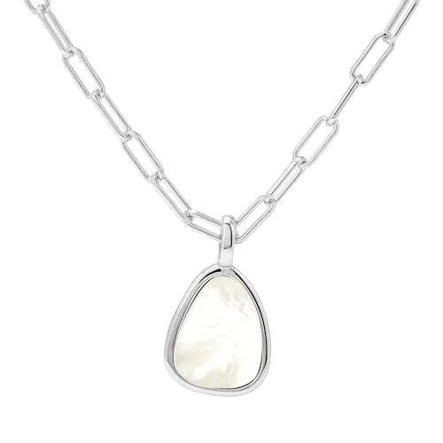 Brandlinger ® Halskette Damen Silber 925 mit Edelstein-Anhänger - Elegante Kette für Damen aus 925er Silber, vergoldet mit 18 Karat und einem besonderen Edelstein-Anhänger (14mm) – perfekt für stilbewusste Frauen und Mädchen.