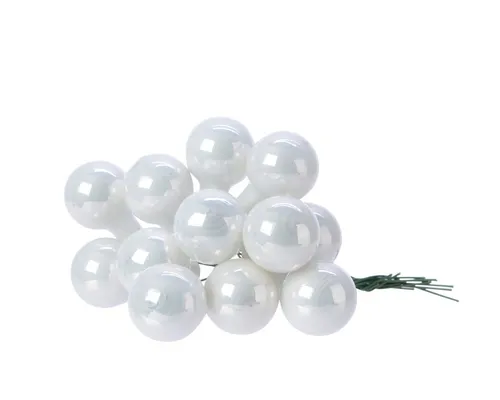 Kaemingk Weihnachtsbaumkugel, Weihnachtskugeln am Draht 2cm Glas 12 Stück - Winterweiß glänzend