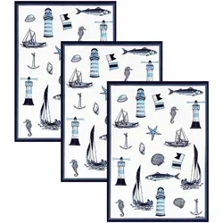 Kracht 3er Pack Halbleinen Geschirrtücher Maritim 50x70 cm in blau von Kracht