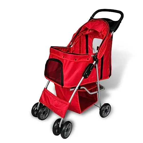 vidaXL Hundebuggy für kleine Hunde, 15 kg Kapazität - Hundewagen für Spaziergänge, leicht und faltbar, aus robustem und wetterfestem Material, ideal für unterwegs mit Ihrem Haustier.