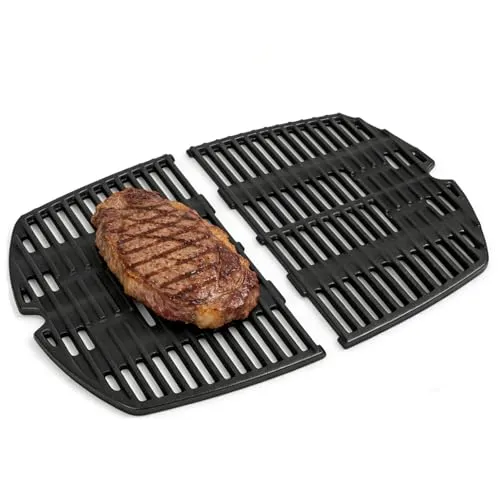 Gusseisen Grillrost Ersatzteile Zubehör für Weber Q200 Q220 Q260 Q2000 Q2200 Q2400 Gasgrills, 27,3 x 38,9 cm Grillplatte Zubehör für Weber 7645 7583 65811 69935, 2Pack 7645