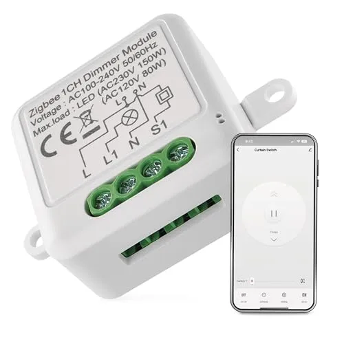 EMOS GoSmart Dimmer-Modul/Zigbee Smart Switch mit App, dimmbarer Unterputz Dimmschalter zur Fernsteuerung, Sprachsteuerung der Beleuchtung mit Alexa & Google Home, für Einzelschalter