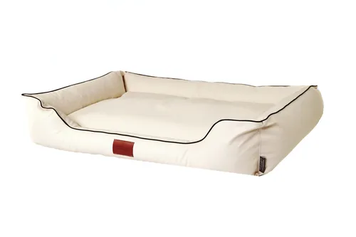 Hundebett Bobby Kunstleder Hundesofa Schlafplatz Hundekorb Creme 135x105x22 cm