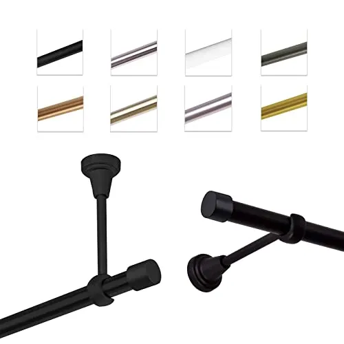 MDEKOR Gardinenstange 120 cm einläufig - Schwarz aus Metall - Einzelfensterstangen, hochwertig und flexibel kürzbar für individuelle Längenanpassung, ideal für jede Montageart.