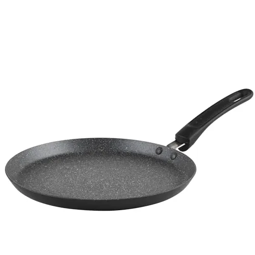Russell Hobbs Crêpe-Pfanne, Pfannkuchenpfanne, Metallic Marble, Antihaft, Flache Omelettpfanne, Induktionsgeeignet, Weicher Griff, Geschmiedetes Aluminium Kochgeschirr, Leicht zu Reinigen, Grau, 25cm