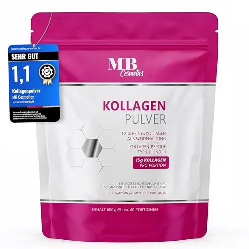 Collagen Pulver 600g – 100% reines Kollagen Hydrolysat - Hochwertiges Kollagenpulver für vielseitige Anwendungen. Perfekte Löslichkeit ohne Rückstände in Getränken oder Speisen. Ideal für die tägliche Verwendung mit geprüfter Qualität.