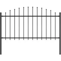 vidaXL Gartenzaun mit Speerspitzen, Stahl, 1,25 - 1,5 x 1,7 m, Schwarz - Gartenzäune – Robuster Stahlzaun mit dekorativen Speerspitzen, bietet hohe Sicherheit und Privatsphäre für Ihr Grundstück, leicht zu montieren.