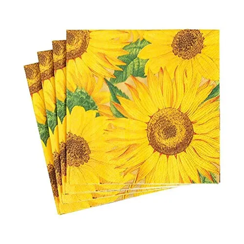 Caspari Sonnenblumen-Papierservietten, 20 Stück pro Packung
