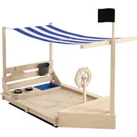 Outsunny Kinder Sandbox Tannenholz Naturholz 180L x 103B x 144,5H cm