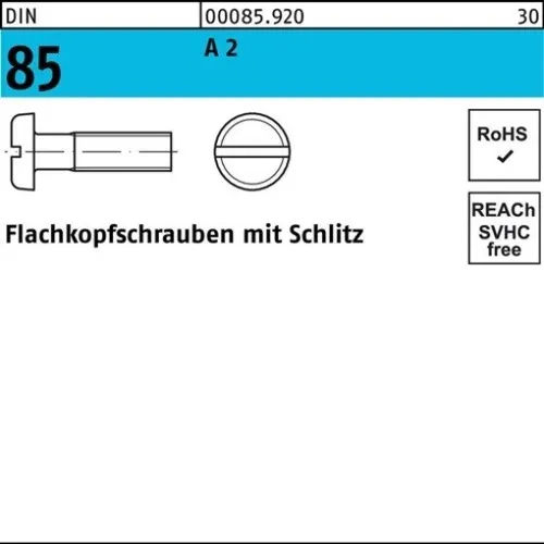 200er PACK(Stk) 000085920000060010 Flachkopfschraube DIN 85 m.Schlitz M 6 x 10