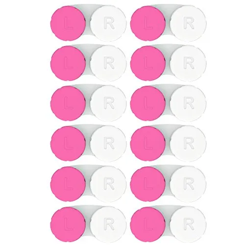 Produktbild Kontaktlinsenbehälter, 12 Stück, 1 Jahr Großpackung Inklusive Pinzette und Applikator-Set Schützen Sie Ihre Augen durch monatlichen Austausch Ihres Objektivbehälters (Rosa001)