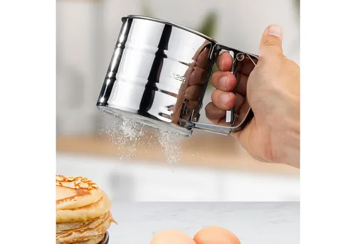 mucHome Brühsieb Mehlsieb Puderzuckerstreuer feines Mehlsieb Einhand-Bedienung