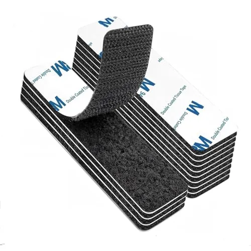 KOSLEOW 12 Stück Klettband Selbstklebend Extra Stark 30x100mm, Wiederverwendbare Doppelseitige Klebepads, Haftet Stark auf Holz, Metall, Glas Für Haushalt, Büro, Auto, Schwarz