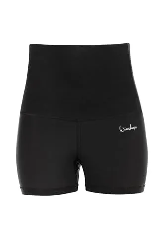 WINSHAPE Damen Functional Power Shape Hot Pants „high Waist“ - Schwarz, L EU - Shorts mit Bauch-Weg-Effekt und atmungsaktivem, eco-friendly Funktionsstoff. Ideal für Fitness, Workout, Pilates und Yoga, sorgt für eine figurbetonte Passform.