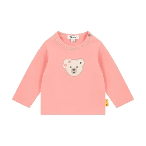Steiff Baby-Mädchen T-Shirt Langarm, Peach Blossom, 92 - Sweatshirts für Baby-Mädchen mit flauschigem Steiff Teddybärmotiv, pflegeleicht und ideal für jeden Anlass – für kleine Abenteuer in bester Qualität!