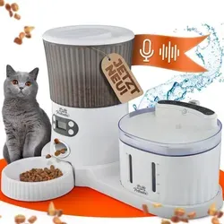 Pethalla 2in1 Futterautomat & Trinkbrunnen für Katzen & Hunde
