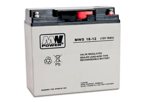 MW Power Akumulator AGM 12V/18Ah - Wartungsfreie Bleisäurebatterie - Powerstations - Die MW 18-12S ist eine wartungsfreie AGM-Batterie mit 18Ah Kapazität, ideal für Alarmanlagen und Notstromversorgung, die in jeder Position verwendet werden kann.