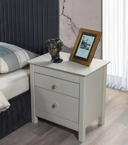 Moderner Nachttisch mit 2 Schubladen in Weiß - Praktischer Nachttisch für Schlafzimmer und Wohnzimmer, 2 Schubladen bieten ausreichend Stauraum. Maße: 57,8 x 58 x 40,4 cm, aus hochwertigem Holz gefertigt, modernes Design.