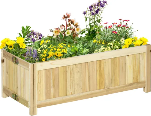 Outsunny Hochbeet aus Naturholz - 70Lx30Wx25Hcm - Hochbeet aus 100% Massivholz, ideal für Kräuter, Blumen und Gemüse. Leicht, tragbar und zusammenklappbar für flexible Nutzung im Garten oder auf dem Balkon.