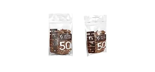 GIZEH Raucherbedarf 20586 Gizeh Aktivkohlefilter-Slim Size 6mm Brown-2 Beutel a 50 100 Filter, Papier