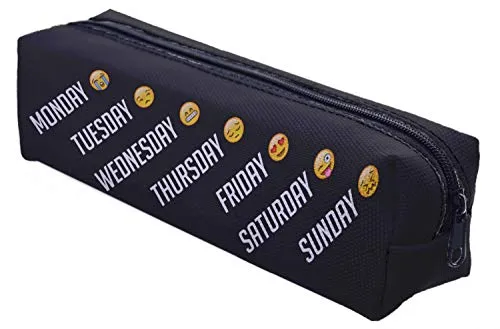 Mäppchen Federtasche Schlamperbox Federmäppchen Schüleretui Stiftemappe Schwarz Emoji Week [008]