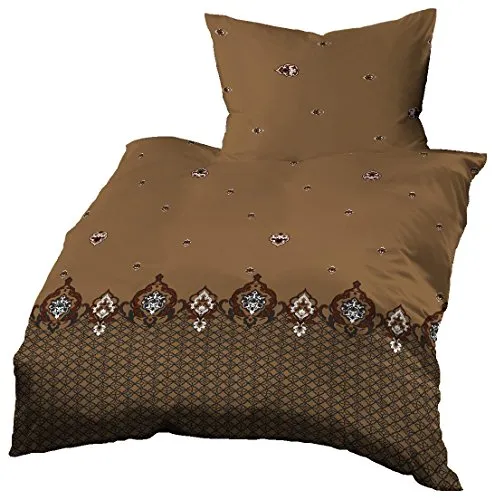 Gerald Wittmann Bettwäsche 140x200 cm + 70x90 cm, Baumwolle Satin, Ornamenten Braun