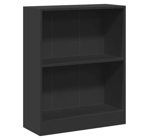 furnicato Bücherregal 60x24x76 cm Schwarz aus Holzwerkstoff - Kompaktes Bücherregal mit 2 Fächern für vielseitige Aufbewahrung. Hergestellt aus stabilem Holzwerkstoff, ideal für Bücher, DVDs und Dekoration. Einfach zu montieren und pflegeleicht – perfekter Stauraum für jeden Wohnraum.