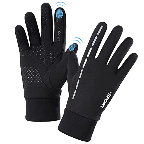 AFIT Winterhandschuhe Winddicht Vollfinger Touchscreen Handschuhe Warme Handschuhe Anti-Rutsch Sporthandschuhe Wasserdicht Fahrradhandschuhe Laufhandschuhe, Klettern für Herren Damen (Schwarz, M)