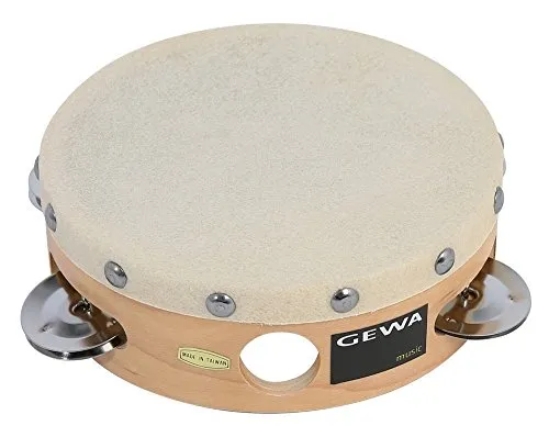 Gewa 841300 Tambourin mit Schellen, 15,2 cm - Percussion Instrument mit fest vorgestimmtem Maple Holzrahmen und hochwertigem Kalbsfell für optimalen Klang.