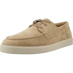 Clarks Halbschuhe Veloursleder Schnürschuh beige 42,5 EU - Elegante Clarks Halbschuhe aus Veloursleder in sandiger Farbe, ideal für lässige Anlässe. Der bequeme Blockabsatz und die Schnürung sorgen für optimalen Tragekomfort.