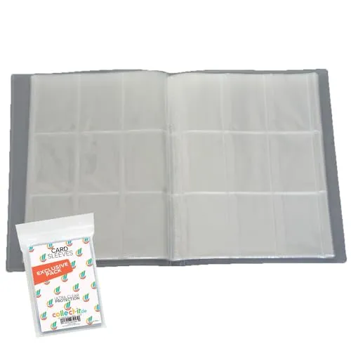 Bundle mit Leere Sammelmappe - 24 Seiten (432 Karten) - Ideal für Sammel Bilder/Karten - Farbe Neutral + Exklusive collect-it Hüllen