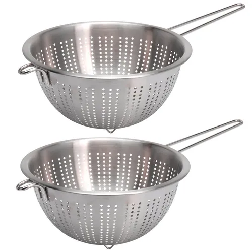 2er Set Sieb Ø 24cm Abtropfsieb Küchensieb Edelstahl Seiher Nudelsieb Metallsieb