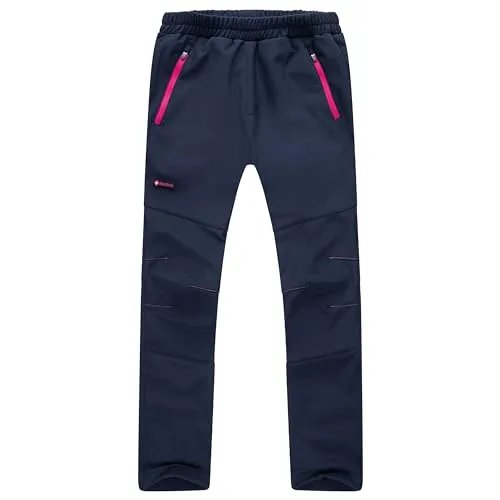 Höhenhorn Tiegun Kinder Softshellhose Dunkelblau/Pink Gr. 152 - Outdoor Hosen für Jungen, wasserdicht und atmungsaktiv für optimalen Komfort, ideal für aktive Abenteuer im Freien.