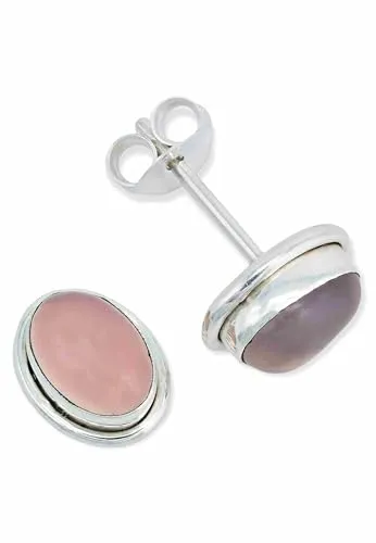 Ohrstecker 925 Silber Rosenquarz rosa Stein Edelstein Ohrringe echt Silber Damen Sterling Silber Stecker Geschenk(MOS-039-07)