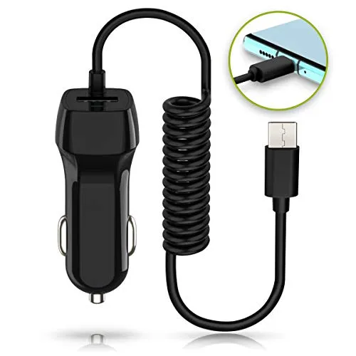 Auto Ladekabel kompatibel mit Samsung Galaxy S25 S24 S23 S22 S21 S20 S10 USB-C Typ C Kfz Ladegerät 15W Universal Lade Car Kabel Schwarz