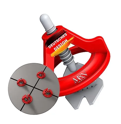 M&N Fliesen Nivelliersystem Set 1mm, 1.5mm, 2mm, 3mm Mega- Auswahl (100x 1mm Laschen, 50x Zughauben) - Fliesen-Verlegehilfe Werkzeug für Leien & Profi - Fliesenleger Fliesennivellierungssystem Zubehör