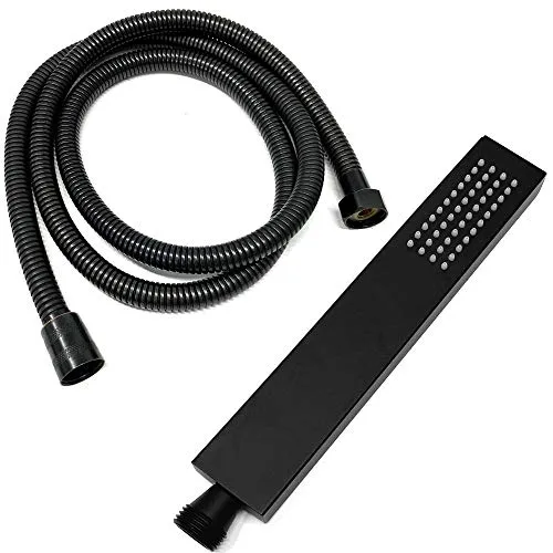 Set Duschkopf mit flexiblen Duschschlauch 1,5m Schwarz Duschset Handbrause Brauseschlauch Schlauch Brausekopf mit Antikalknoppen